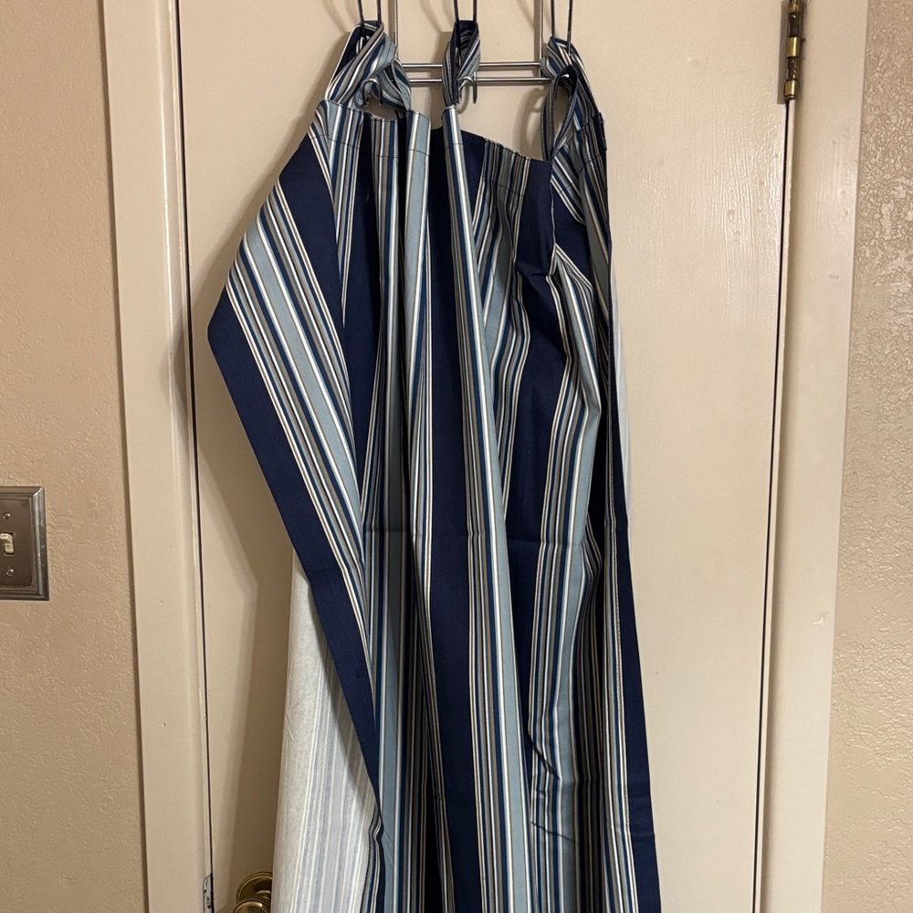 Striped Blue and White Tab Top Curtains
